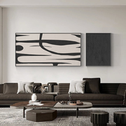挂画 装饰画 客厅现代简约黑白抽象艺术线条两联沙发背景墙壁画