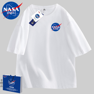NASA联名韩版男装短袖t恤宽松欧码外贸加肥加大码肥佬胖子半袖T恤