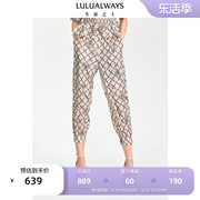 商场同款LULUALWAYS夏季休闲运动风日常通勤印花长裤