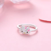 钟秀990银hellokitty儿童，小戒指女宝宝，女孩公主卡通可爱仿钻石宝