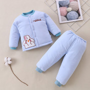 二岁女宝宝秋冬装儿童夹棉保暖套装外穿加厚婴儿冬季棉衣外套春天
