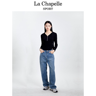 lachapellesport拉夏贝尔连帽长袖t恤女2024小众洋气上衣