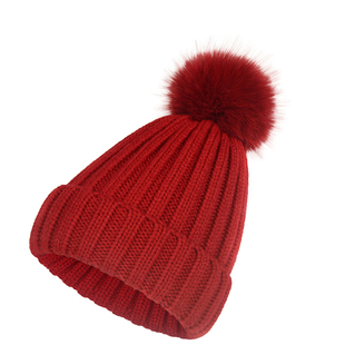 针织帽秋冬帽子女士毛线，帽仿狐狸毛球球帽假毛球加厚保暖帽子