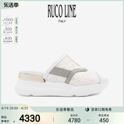 Ruco Line如卡莱意大利6CM厚底蕾丝鱼嘴包头外出半拖鞋女商场同款