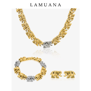 lamuana吉象如意小象系列，复古项链象群颈链，小众设计高级感女