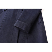 定制职业装50%羊毛高级商务，女式大衣中长款修身藏青色有腰带大衣1