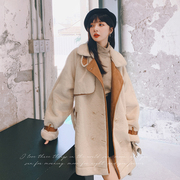 羊羔毛棉衣(毛棉衣)棉服，女中长款2022韩系高级设计感皮毛一体冬季外套