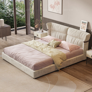 侘寂风布艺双人床意式极简现代科技，布ins网红主卧软床1.8米软包床