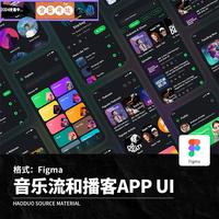 整套双配色酷炫音乐music播放和博客app程序ui界面展示figma素材