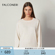 FALCONERI女士时尚经典百搭通勤长袖船领山羊绒毛衣针织衫DMLJ228