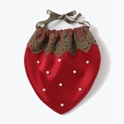 日单草莓，蝴蝶结蕾丝手拿包单肩斜跨包