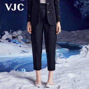 VJC/威杰思秋季女装黑色高腰西装裤修身烟管裤气质通勤