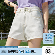 森马牛仔裤女高腰短裤，直筒裤2023夏季小个子，显瘦裤子百搭浅色