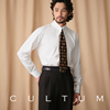 竹纤维cultum复古长尖领暗扣白色，衬衫男长袖，商务修身西装衬衣