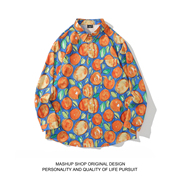 HAWAII ALOHA SHIRTS 橙色橘子艺术感油画印花小众慵懒风长袖衬衫