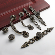 古铜拉手欧式雕花橱柜衣柜把手，简约复古长，拉手中式抽屉单孔小拉手