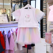 frenchcat法猫女童网纱甜美套装24夏季韩国儿童洋气t恤+短裙