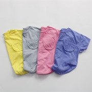 儿童短袖T恤韩国童装洗水竹节棉圆领T恤软糯糖果色短袖中小童T恤