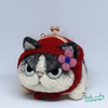 日本 猫咪小红帽 职人手工可爱羊毛制零钱包小物收纳包