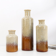 简约现代美式乡村风陶瓷花瓶三件套欧式酒瓶造型多色陶瓷花瓶