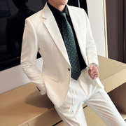 春秋白色西装套装男士韩版青年潮流结婚礼伴郎礼服修身西服两件套