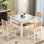 钢化玻璃餐桌小户型正方形桌，四方餐桌家用双层吃饭桌椅，简约经济型
