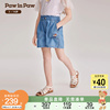 pawinpaw卡通小熊童装，2024年夏季女童裤子，儿童牛仔短裤时尚
