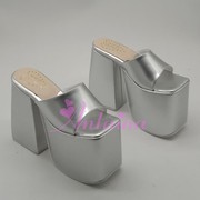 antaina大码定制一字拖鞋欧美夸张设计银色简约优雅时尚2232