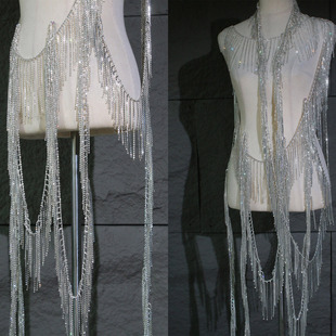 水晶闪光流苏水钻链演出服，diy手缝吊坠，材料婚纱礼服饰设计师辅料