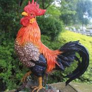 创意仿真大公鸡摆件树脂陶瓷母鸡，雕塑生肖动物，庭院家居装饰工艺品