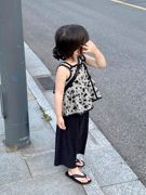 韩版女童吊带复古上衣盘扣背心碎花2024洋气薄款儿童女宝宝时髦