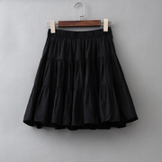 黑色短裙韩系减龄a字半身裙，夏季天丝棉，百褶裙子高腰显瘦蓬蓬伞裙
