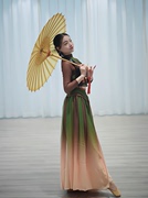 茶韵如舞，一叶沉浮舞蹈生演出服中国舞古典舞服半高领纱衣大摆裙