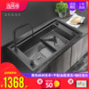 阿萨斯304不锈钢黑色纳米阶梯式手工水槽洗菜盆洗碗池大单槽加厚