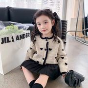 女童秋季外套2023韩版爱心薄款针织衫儿童女宝宝洋气甜美开衫