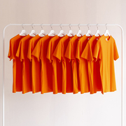 230g橙色橘色桔色重磅纯棉短袖，t恤男2020夏季bf情侣宽松潮
