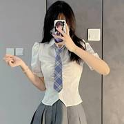 蓝色格纹jk领带女款日系，学生衬衫制服配饰学院，风dk男休闲免打配饰