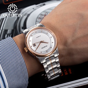 奥古斯登日本机芯机械手表钢壳实心带全自动机械表瑞士品牌男商务