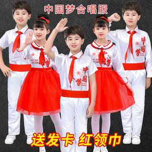 中国梦儿童合唱服中小学生，舞蹈国庆蓬蓬裙，男女连衣裙中国风演出服