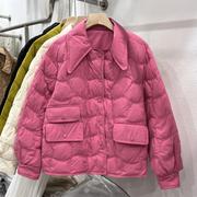 粉色羽绒棉服秋冬短款小个子韩系甜美轻薄保暖外套