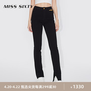 misssixty2024春季牛仔裤，女高弹修身复古小黑裤铅笔裤
