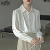 白衬衫女设计感小众2022春秋韩版宽松职业装衬衣长袖雪纺上衣