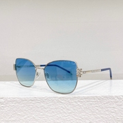 时尚猫眼框太阳眼镜女士VCHG01优雅镶钻遮阳墨镜蓝黄粉灰金茶
