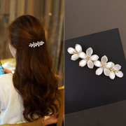 韩式优雅花朵顶夹横夹刘海夹弹簧夹发卡后脑勺，半扎发夹马尾夹发饰