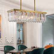 后现代轻奢金色水晶餐厅吊灯 简约长方形吧台餐桌网红家用LED灯具