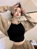 可可里小姐辣妹套装，女短款小吊带背心针织罩衫，外套时尚两件套潮