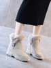 雪地靴女2021年洋气厚底，内增高冬季加绒真皮磨砂兔毛短筒棉鞋
