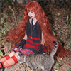网红橘红色1米长假发女长发，lolita玉米羊毛卷，森系写真长卷发全头