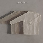 韩国peekaboo童装极简纯棉半高领，t恤秋冬磨毛保暖一体领打底衫