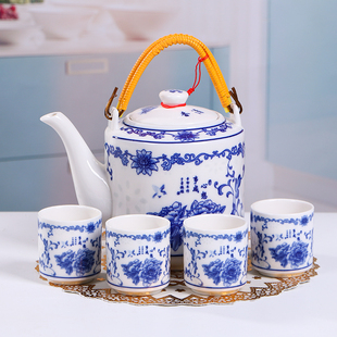 茶壶水具套装商用茶壶陶瓷青花瓷家庭装冷水壶耐高温仿古茶具套装